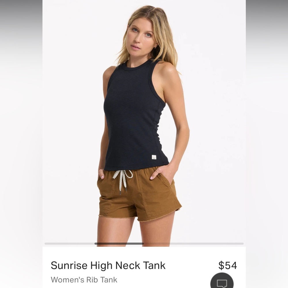 Vuori Sunrise High Neck Tank Black Medium